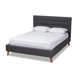 Erlend Dark Gray Queen Platform Bed by Baxton Studio