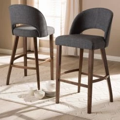 Melrose 30 in. Dark Gray Bar Stool (Set of 2) by Baxton Studio
