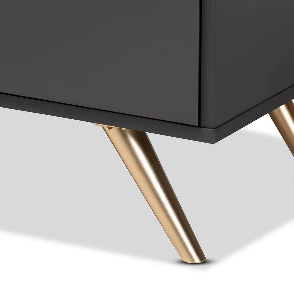 Kelson 5-Drawer Dark Grey and Gold Chest of Drawers (46.1 in. H x 32.5 in. W x 15.75 in. D) by Baxton Studio - Image 6