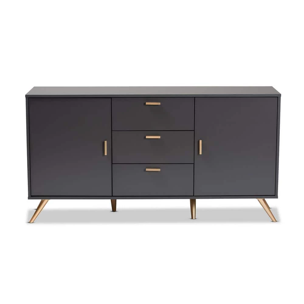Kelson Dark Grey and Gold Sideboard Buffet by Baxton Studio