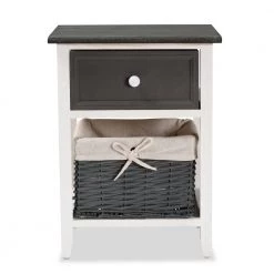 Shadell Dark Grey and White Storage Cabinet with 1-Drawer by Baxton Studio