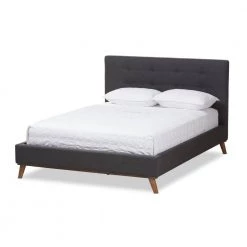 Valencia Dark Gray King Platform Bed by Baxton Studio