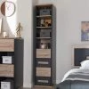 Pandora Dark Grey and "Oak" Light Brown Storage Cabinet by Baxton Studio