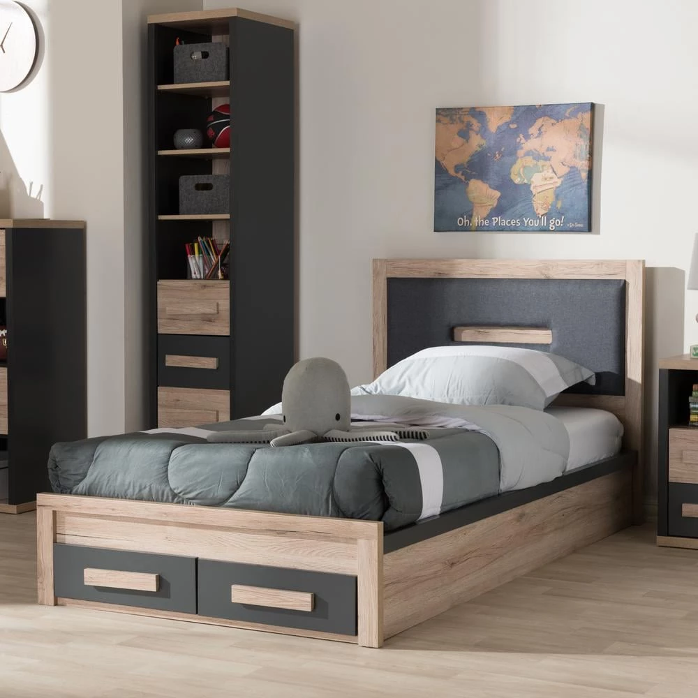 Pandora Dark Gray Twin Storage Bed by Baxton Studio - Image 3
