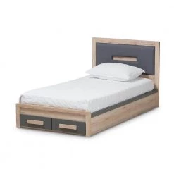 Pandora Dark Gray Twin Storage Bed by Baxton Studio