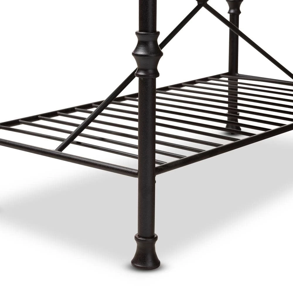 Perin Dark Oak Brown and Dark Bronze Kitchen Island Table by Baxton Studio - Image 8