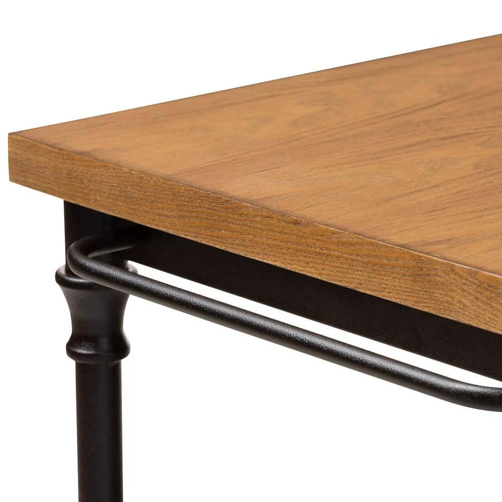 Perin Dark Oak Brown and Dark Bronze Kitchen Island Table by Baxton Studio - Image 7