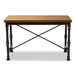48 in. Rectangular Dark Oak Brown/Dark Bronze Writing Desks with Storage by Baxton Studio