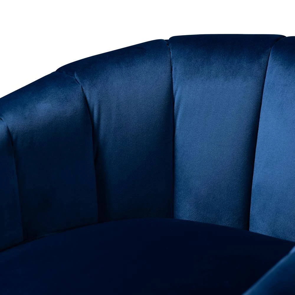 Tomasso Dark Royal Blue and Gold Fabric Accent Chair by Baxton Studio - Image 4