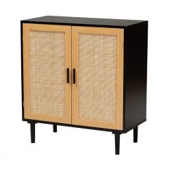 Maureen Espresso and Natural Brown Accent Storage Cabinet by Baxton Studio