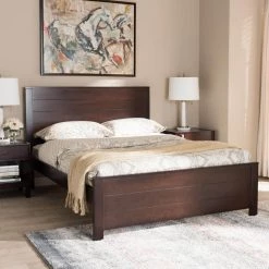Catalina Espresso Brown Full Platform Bed by Baxton Studio