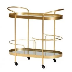 Kamal Gold Wine Bar Cart by Baxton Studio