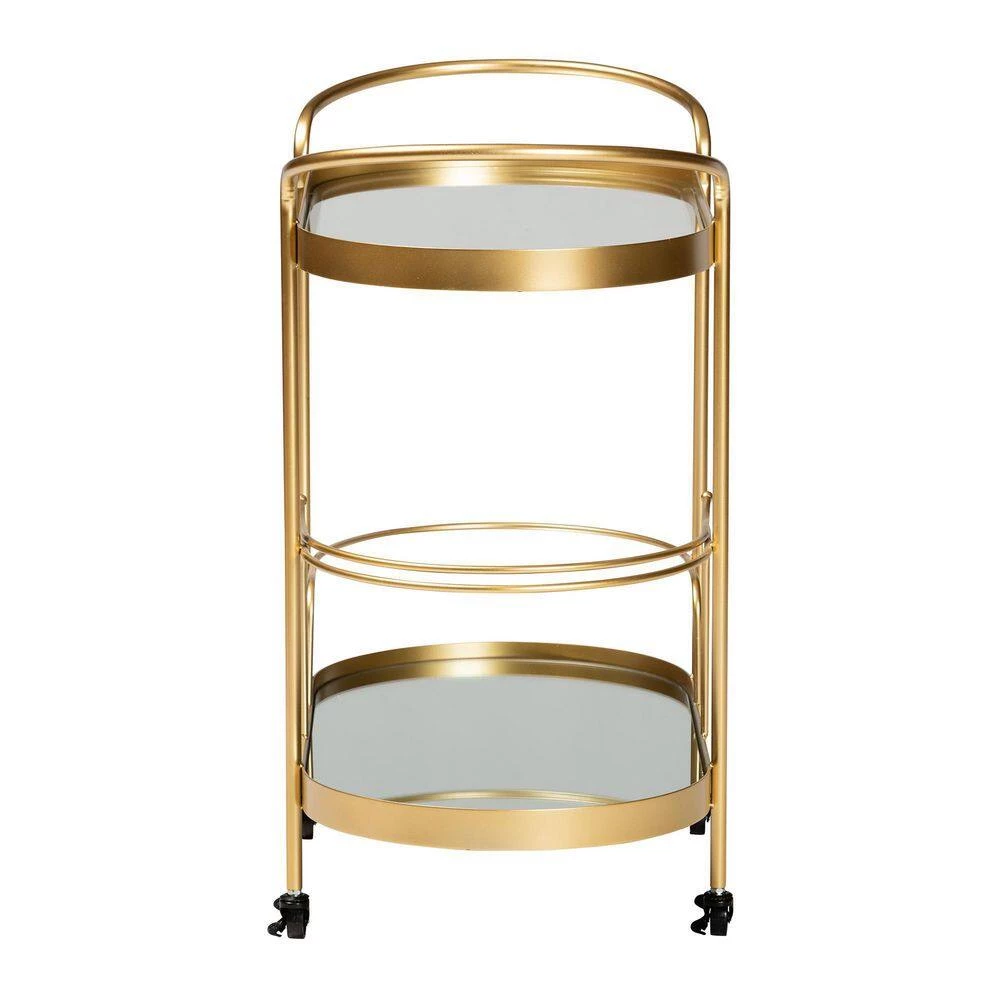 Kamal Gold Wine Bar Cart by Baxton Studio - Image 2