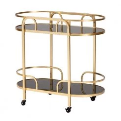 Leighton Gold Wine Cart by Baxton Studio
