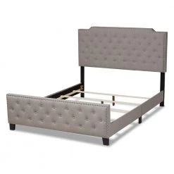 Marion Grey King Size Panel Bed by Baxton Studio