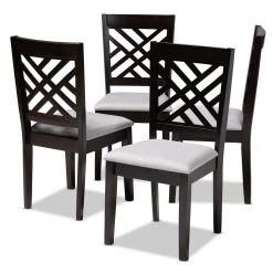Caron Gray and Espresso Fabric Dining Chair (Set of 4) by Baxton Studio