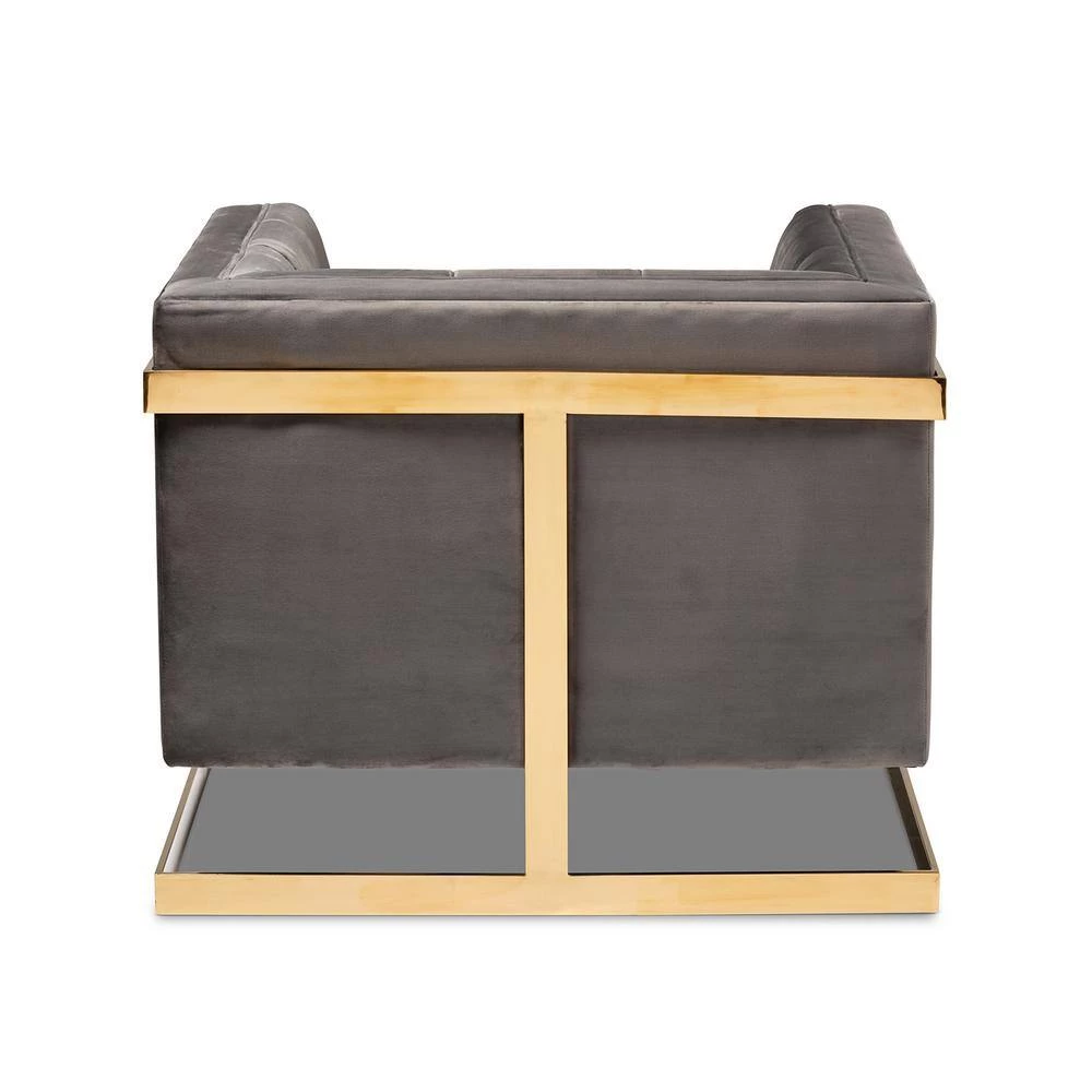 Ambra Gray and Gold Fabric Armchair by Baxton Studio - Image 6