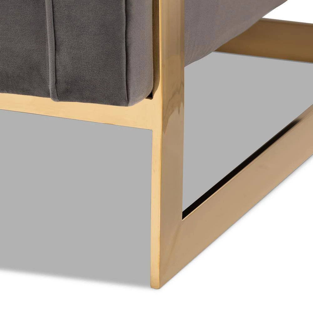 Ambra Gray and Gold Fabric Armchair by Baxton Studio - Image 8