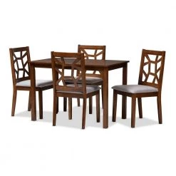 Abilene 5-Piece Walnut Brown and Gray Dining Set by Baxton Studio