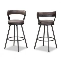 Arcene 32 in. Gray and Black Bar Stool (Set of 2) by Baxton Studio