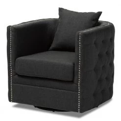 Micah Gray Fabric Swivel Chair by Baxton Studio