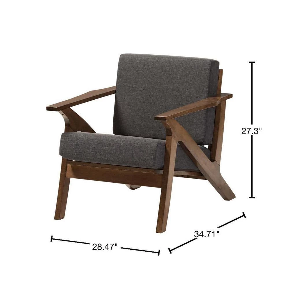 Cayla Gray Fabric Upholstered Accent Chair by Baxton Studio - Image 3