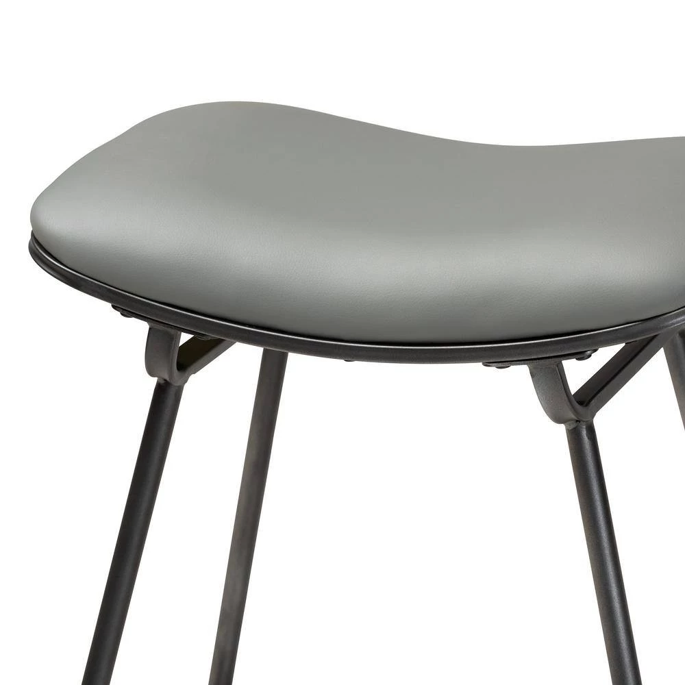 Jette 30 in. Grey Fabric Upholstered Metal Bar Stool (Set of 2) by Baxton Studio - Image 5
