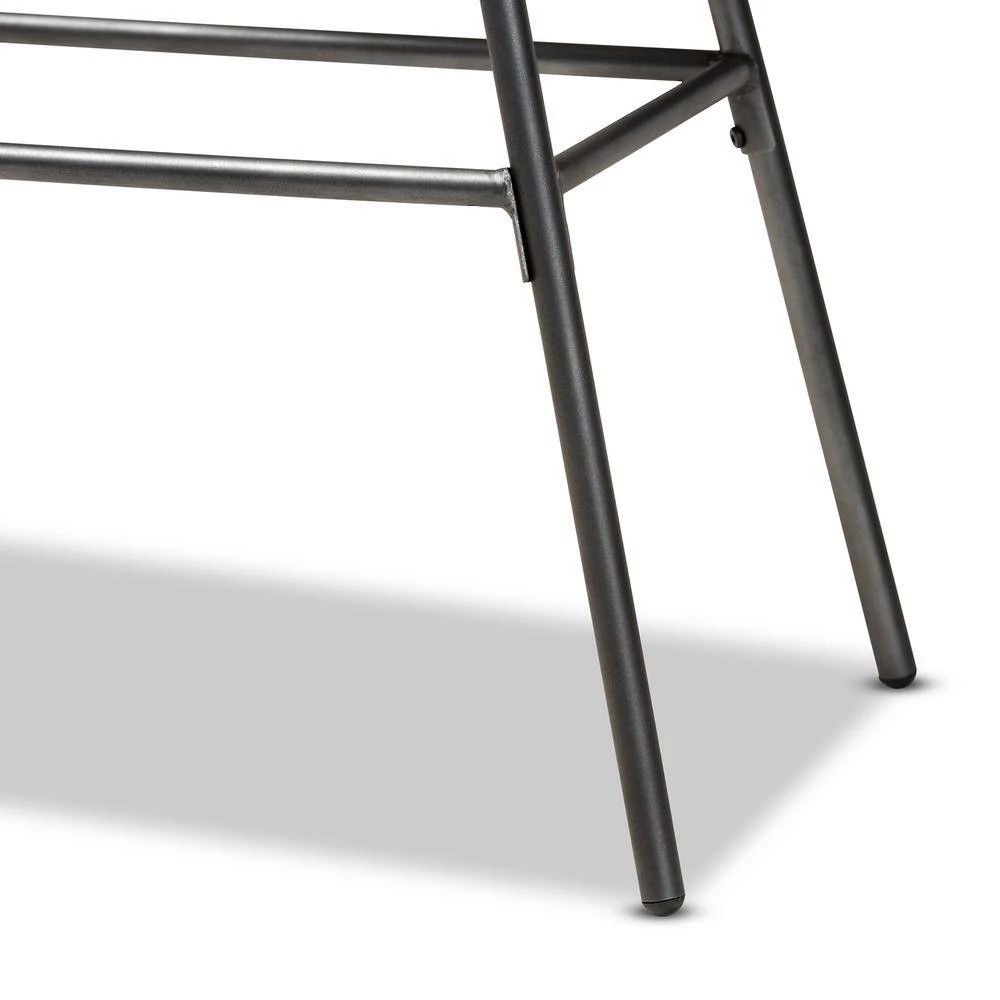 Jette 30 in. Grey Fabric Upholstered Metal Bar Stool (Set of 2) by Baxton Studio - Image 6