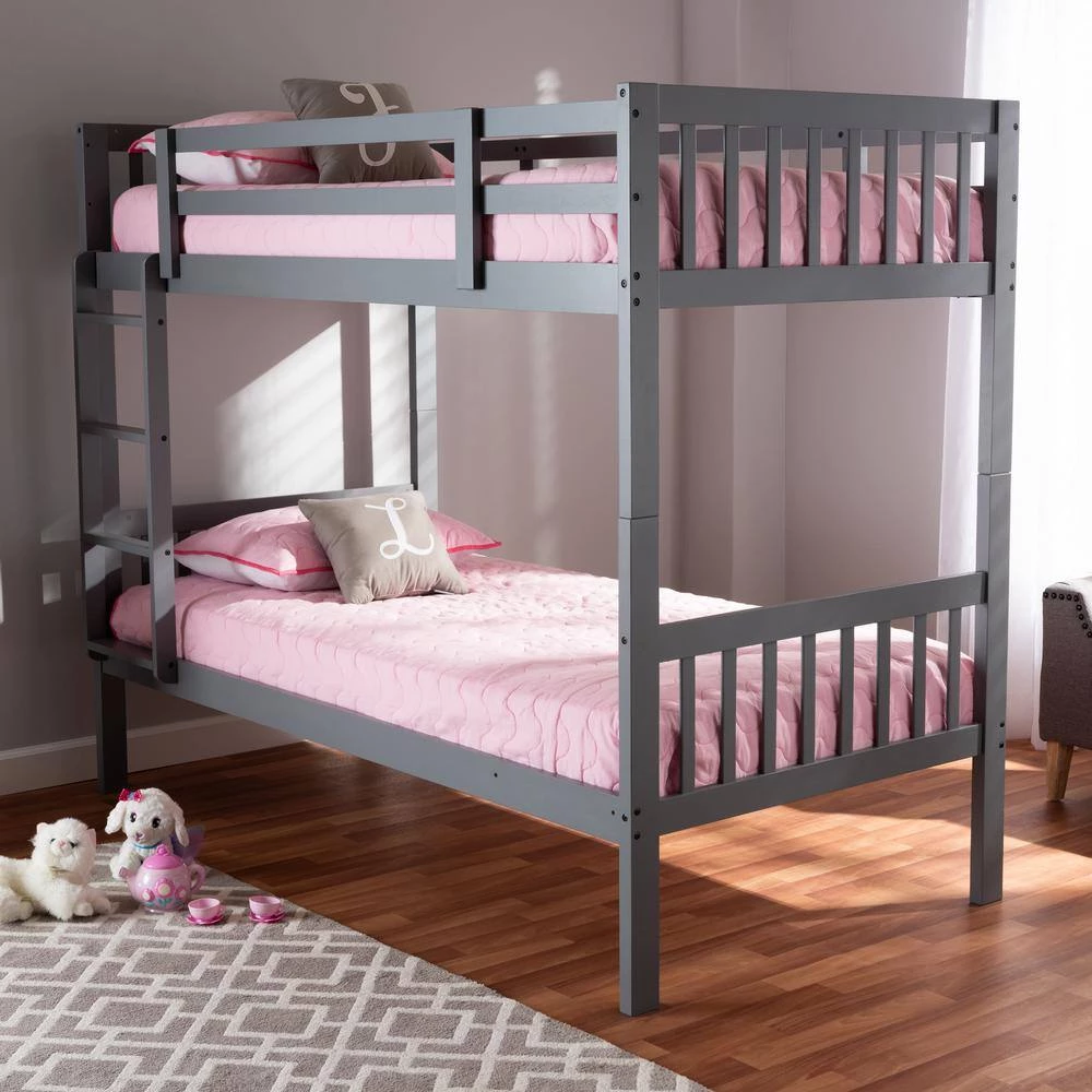 Jude Gray Twin Bunk Bed by Baxton Studio - Image 3