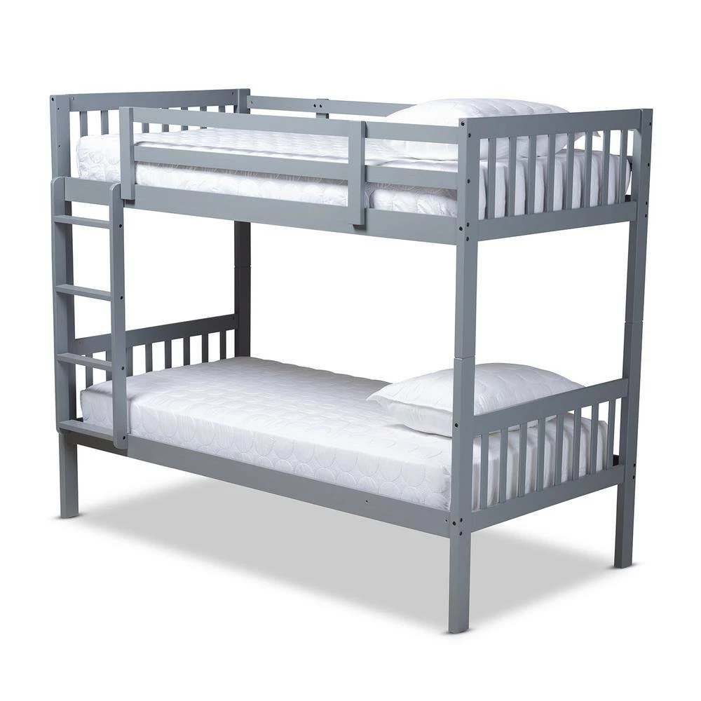 Jude Gray Twin Bunk Bed by Baxton Studio - Image 2