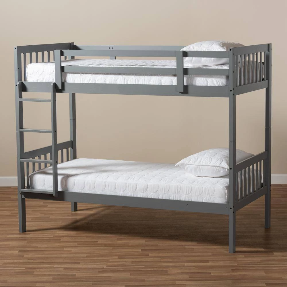 Jude Gray Twin Bunk Bed by Baxton Studio - Image 6