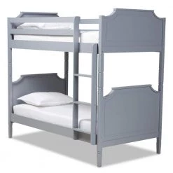 Mariana Grey Wood Twin Size Bunk Bed by Baxton Studio