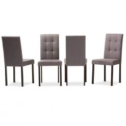 Andrew 9-Grids Gray Fabric Upholstered Dining Chairs (Set of 4) by Baxton Studio