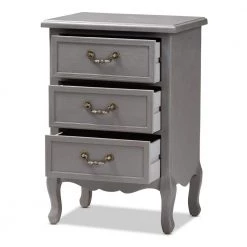 Capucine 3-Drawer Gray Nightstand by Baxton Studio
