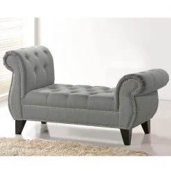 Ipswich Traditional Gray Fabric Upholstered Ottoman by Baxton Studio