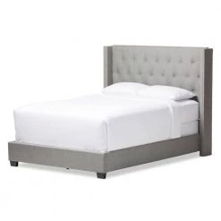 Katherine Transitional Gray Fabric Upholstered King Size Bed by Baxton Studio