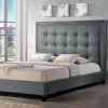 Hirst Transitional Gray Fabric Upholstered King Size Bed by Baxton Studio