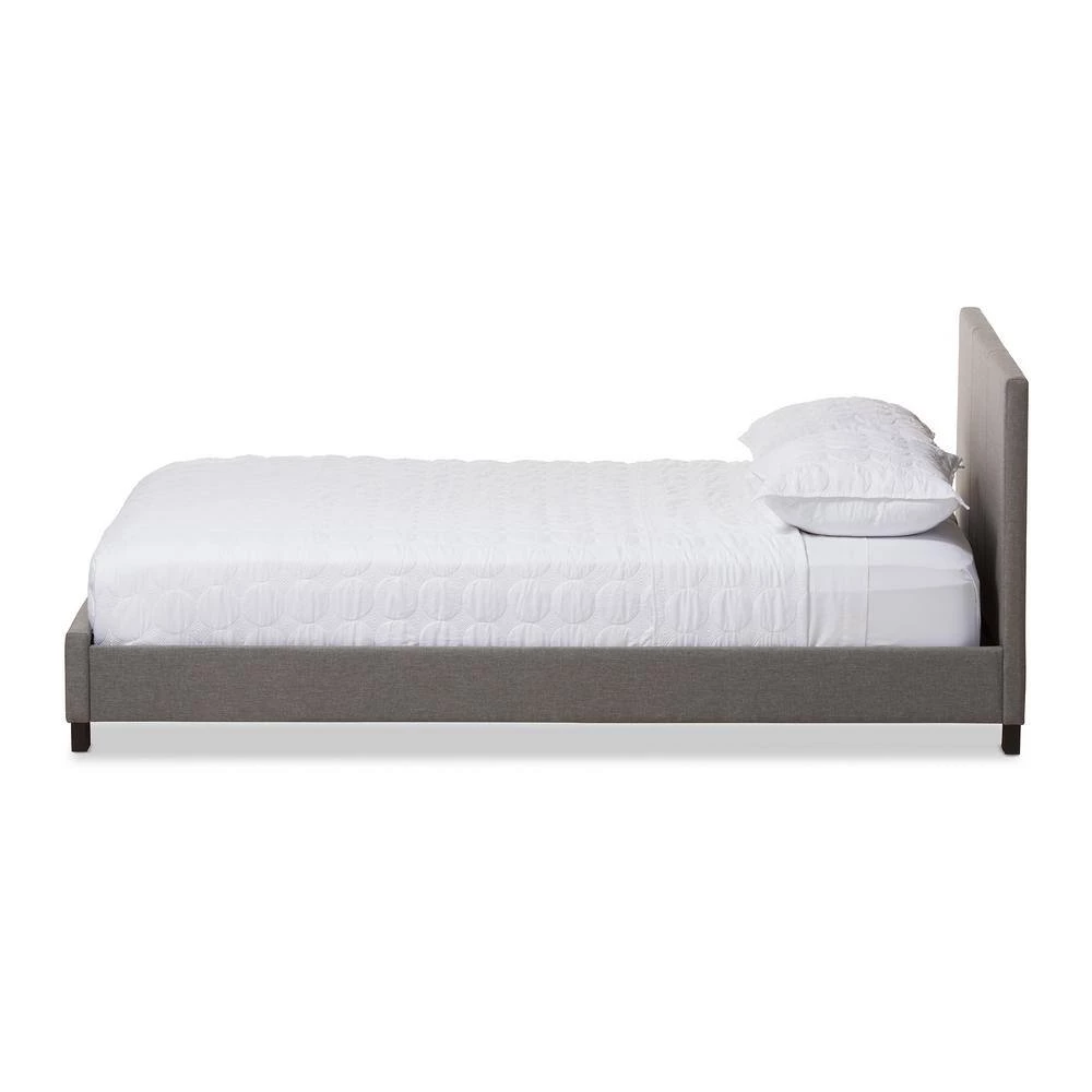 Pless Contemporary Gray Fabric Upholstered Queen Size Bed by Baxton Studio - Image 5