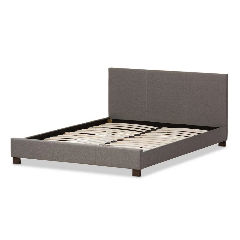 Pless Contemporary Gray Fabric Upholstered Queen Size Bed by Baxton Studio - Image 4