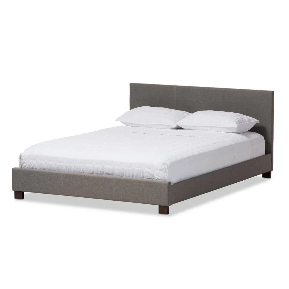 Pless Contemporary Gray Fabric Upholstered Queen Size Bed by Baxton Studio - Image 2