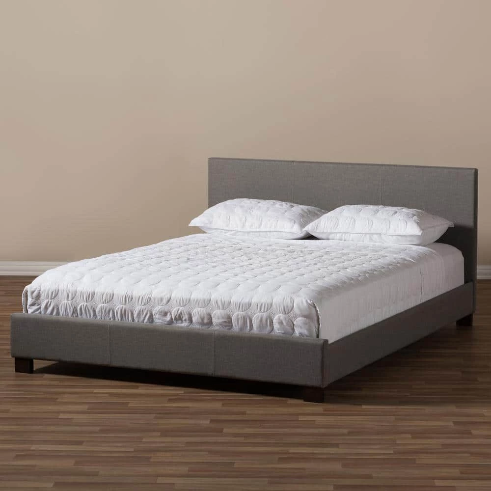 Pless Contemporary Gray Fabric Upholstered Queen Size Bed by Baxton Studio - Image 7