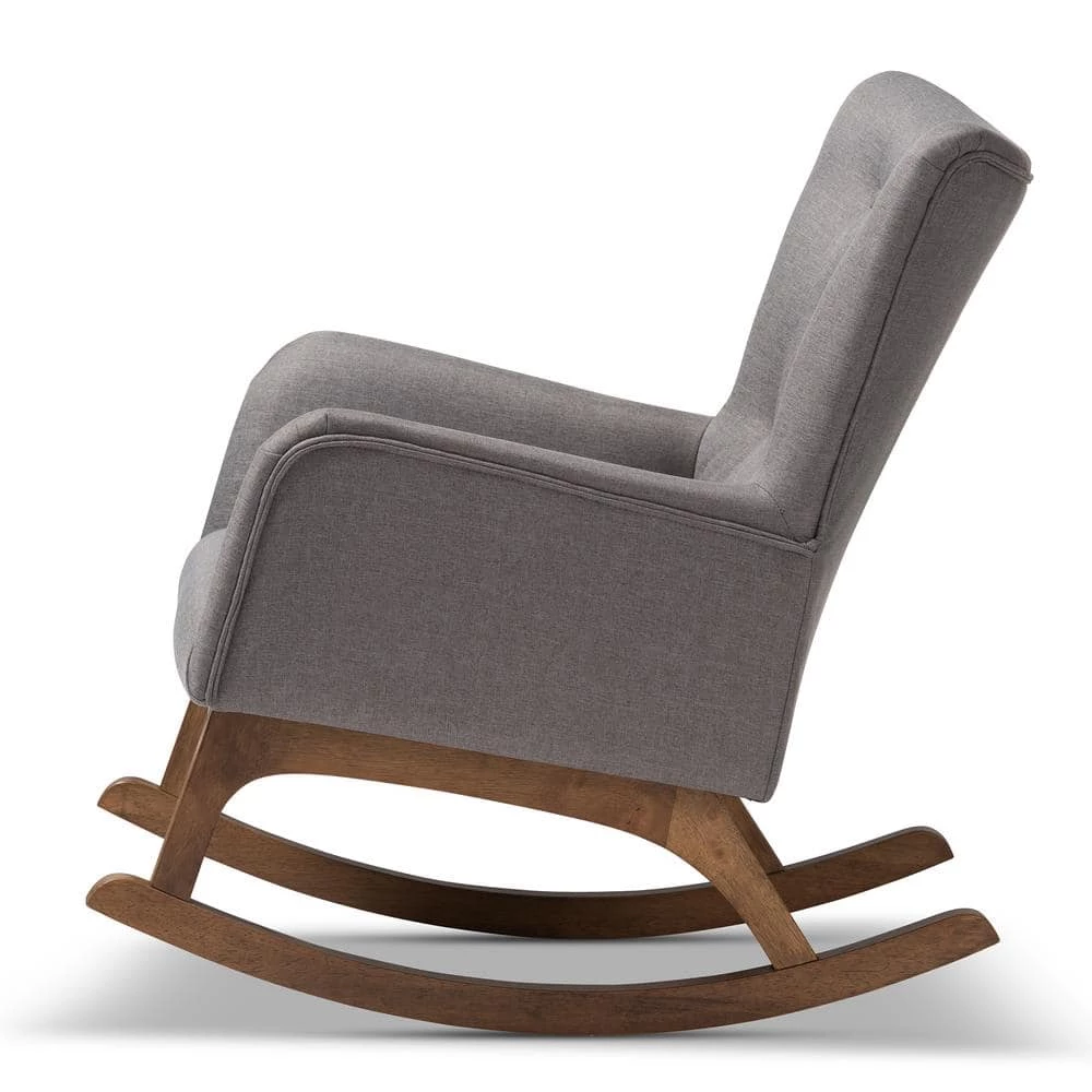 Waldmann Gray Fabric Rocking Chair by Baxton Studio - Image 3
