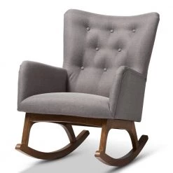 Waldmann Gray Fabric Rocking Chair by Baxton Studio