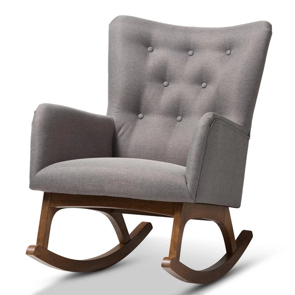 Waldmann Gray Fabric Rocking Chair by Baxton Studio