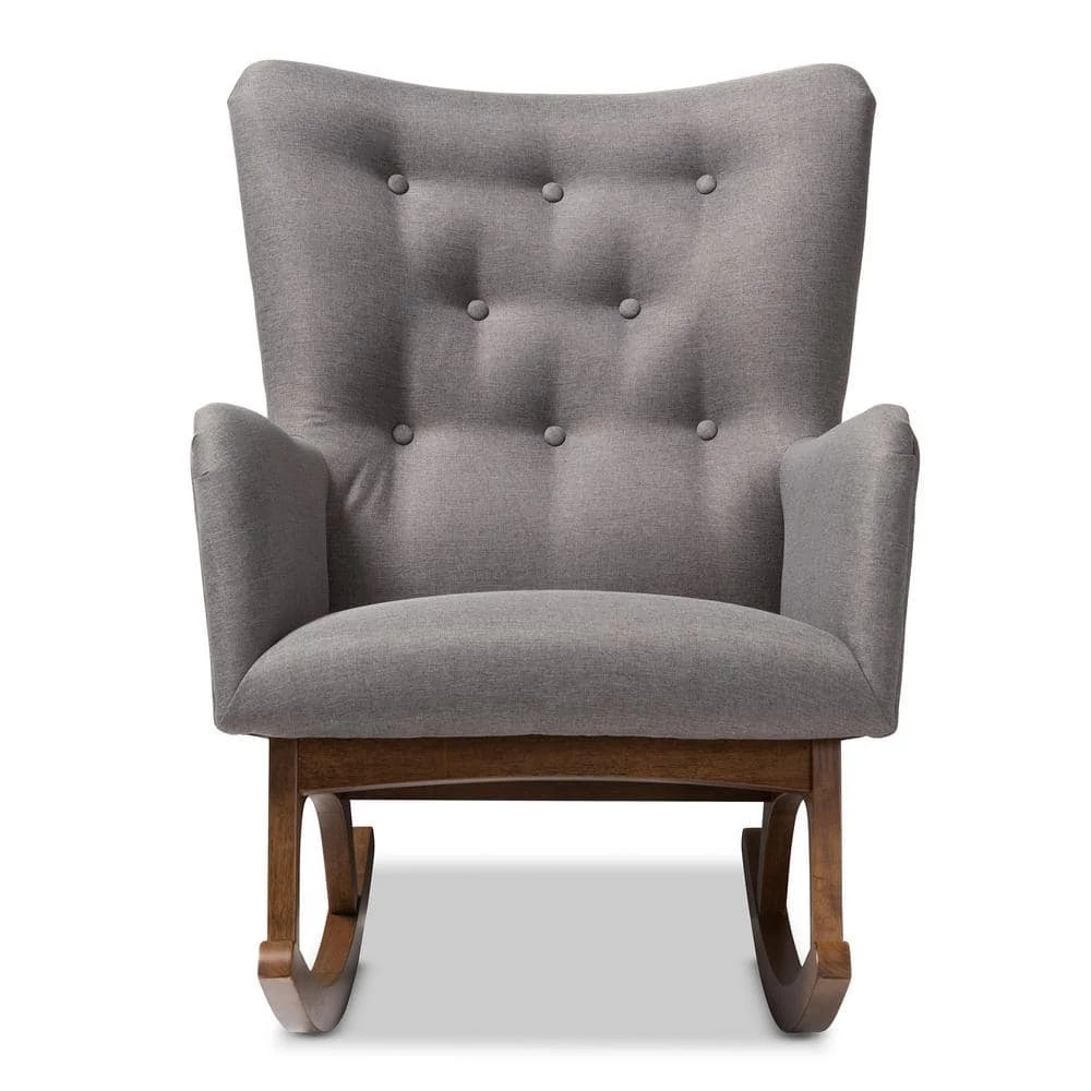 Waldmann Gray Fabric Rocking Chair by Baxton Studio - Image 2