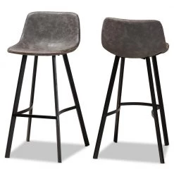 Tani 28 in. Grey Bar Stools (Set of 2) by Baxton Studio