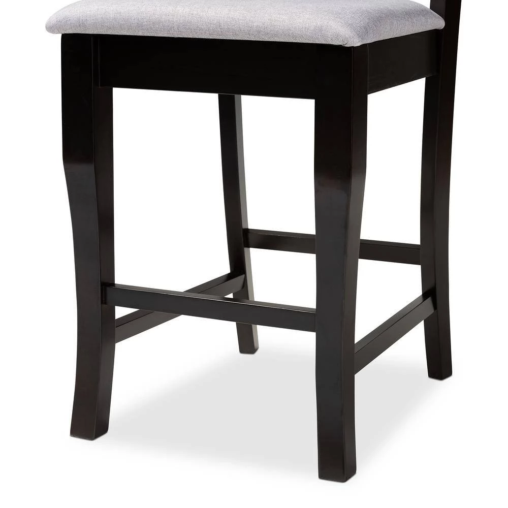 Alora 43 in. Gray and Espresso Counter Stool (Set of 2) by Baxton Studio - Image 6