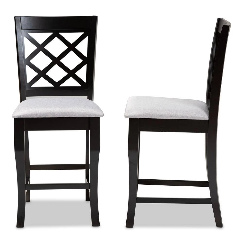 Alora 43 in. Gray and Espresso Counter Stool (Set of 2) by Baxton Studio - Image 4