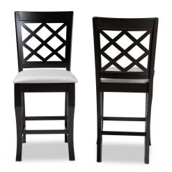 Alora 43 in. Gray and Espresso Counter Stool (Set of 2) by Baxton Studio