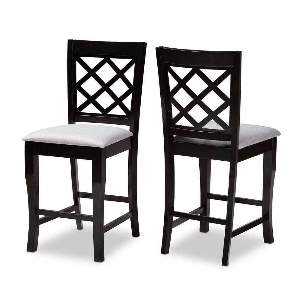 Alora 43 in. Gray and Espresso Counter Stool (Set of 2) by Baxton Studio - Image 3